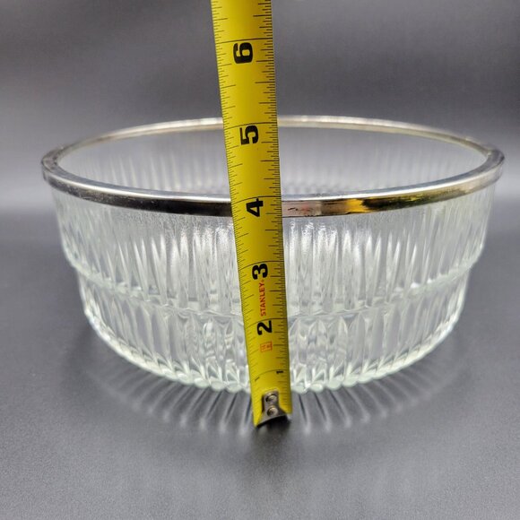 Vintage Crystal Heavy Cut Glass Bowl Rimmed With Silver Made In England Read - Picture 8 of 8